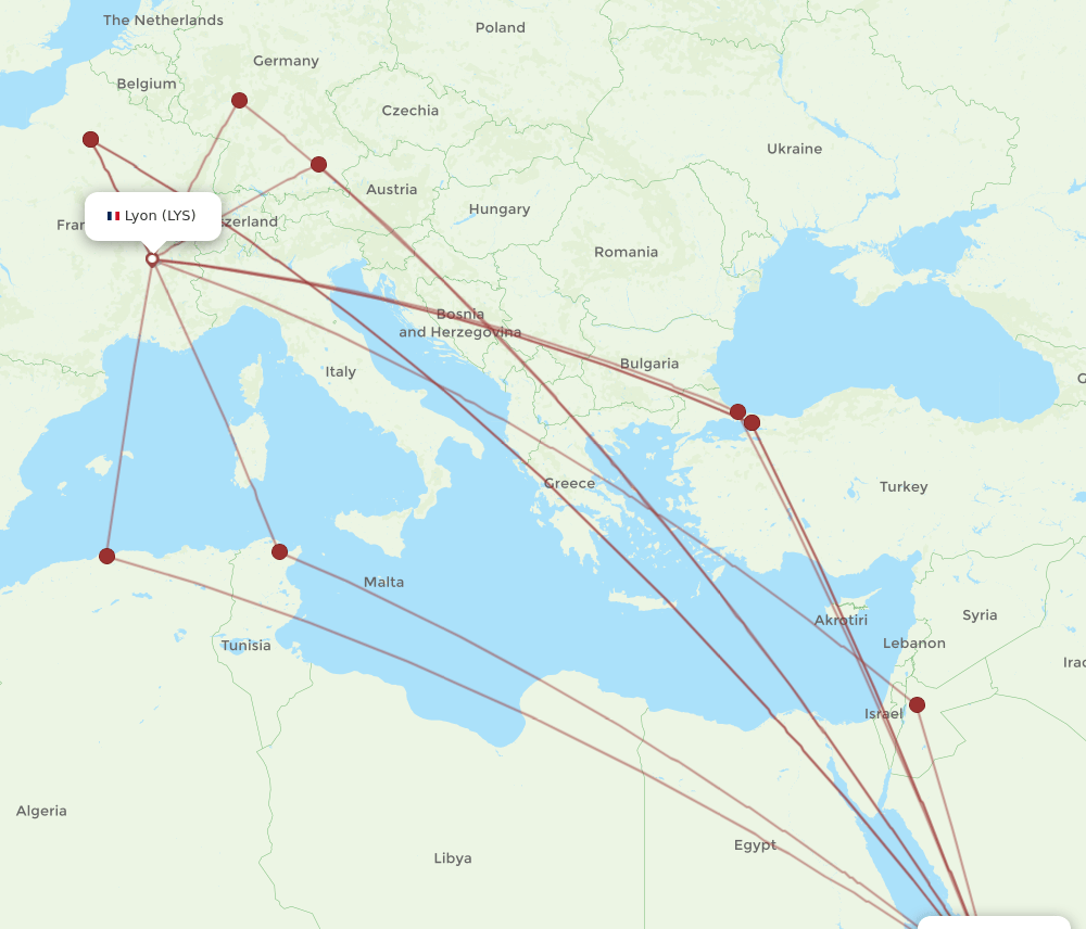 LYS-JED flight routes
