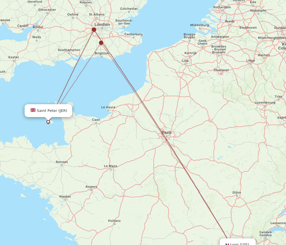 LYS-JER flight routes