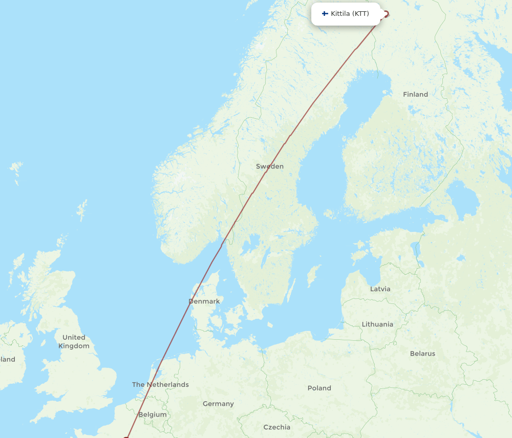 LYS-KTT flight routes