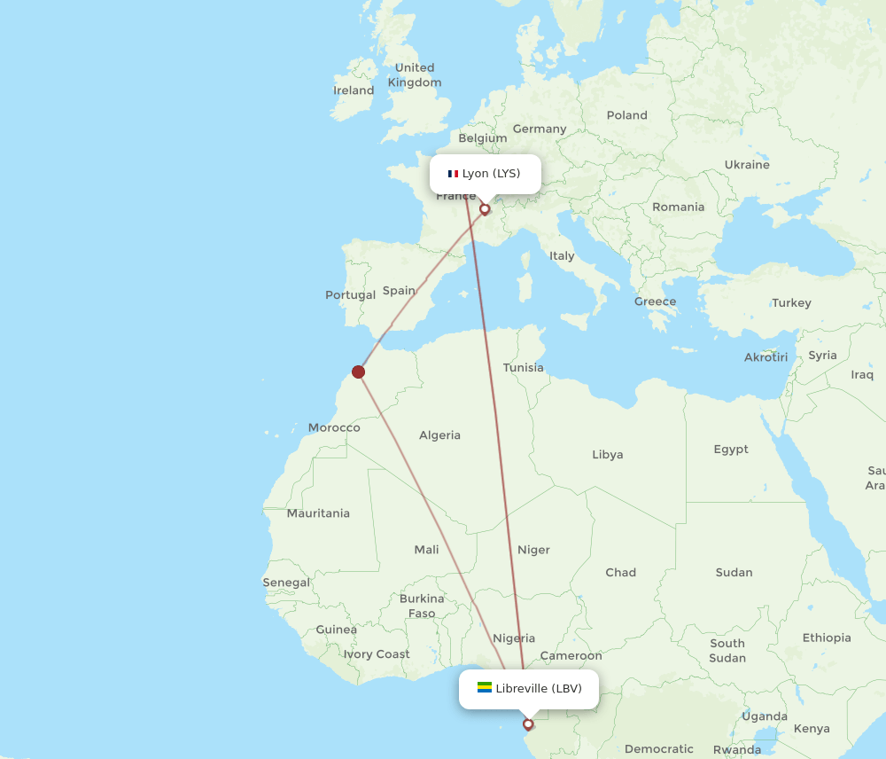 LYS-LBV flight routes