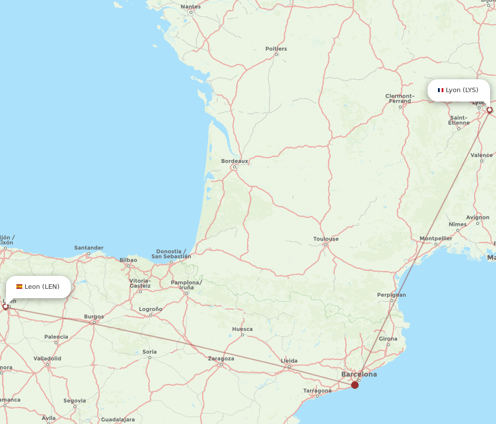 LYS-LEN flight routes
