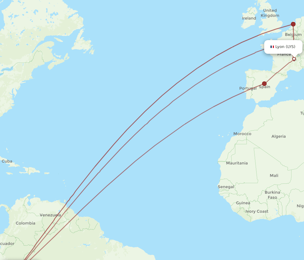 LYS-LIM flight routes