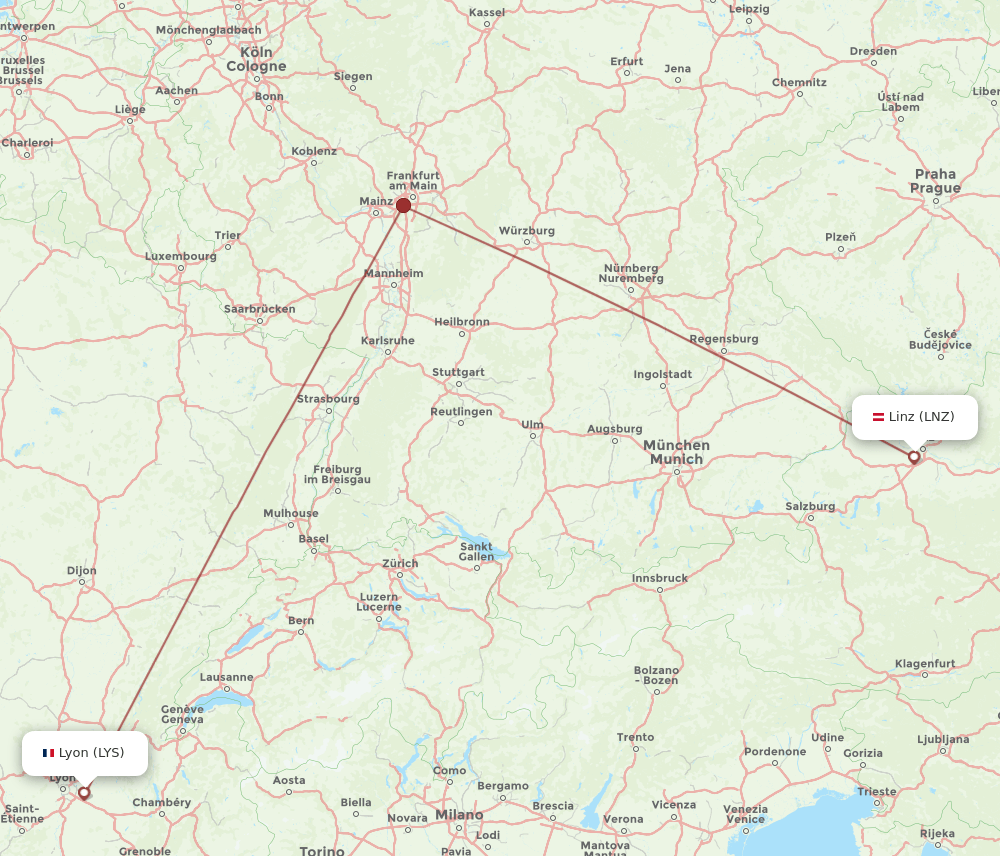 LYS-LNZ flight routes