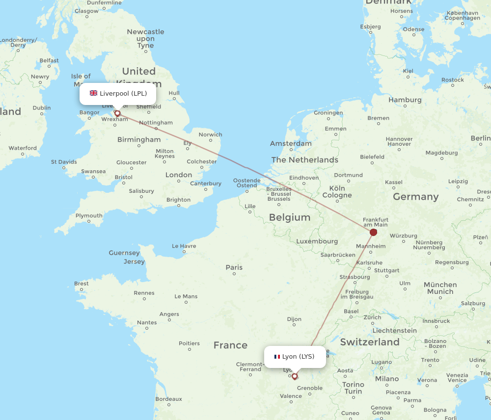 LYS to LPL flights and routes map