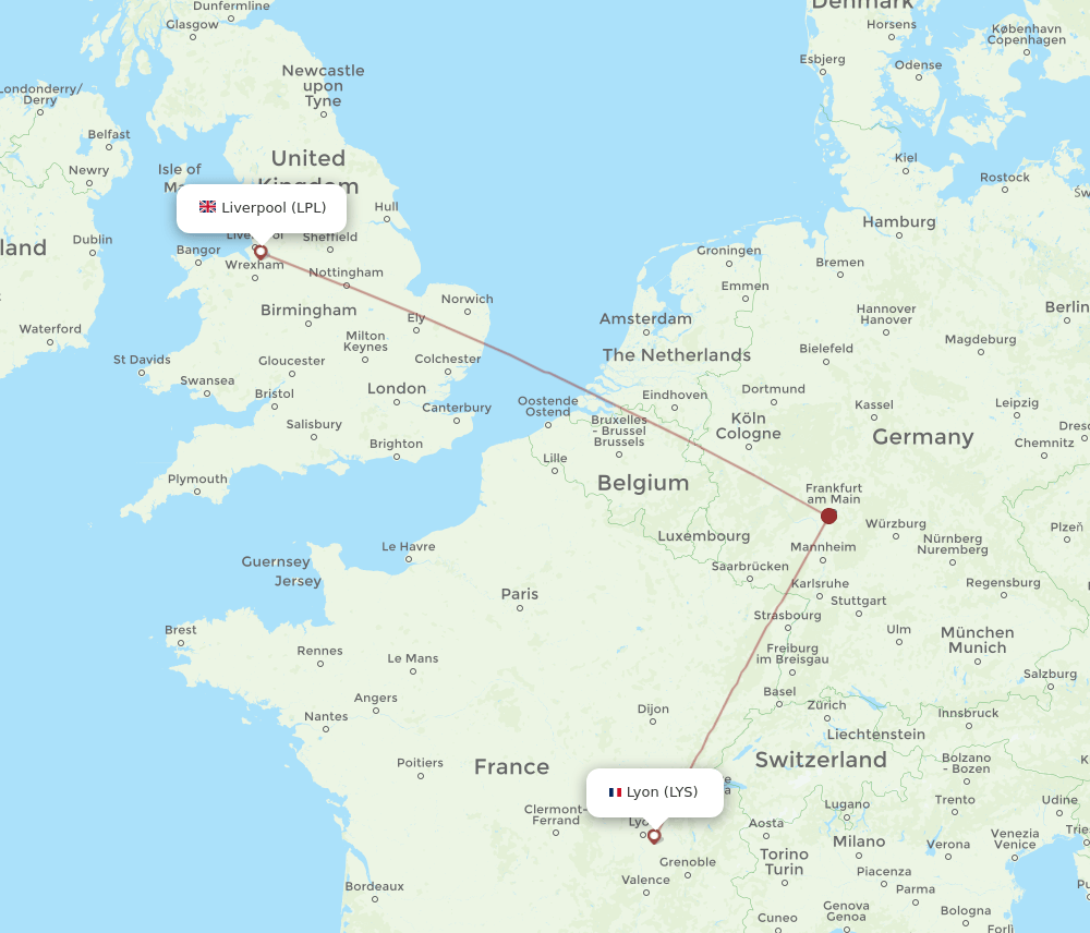 LYS-LPL flight routes