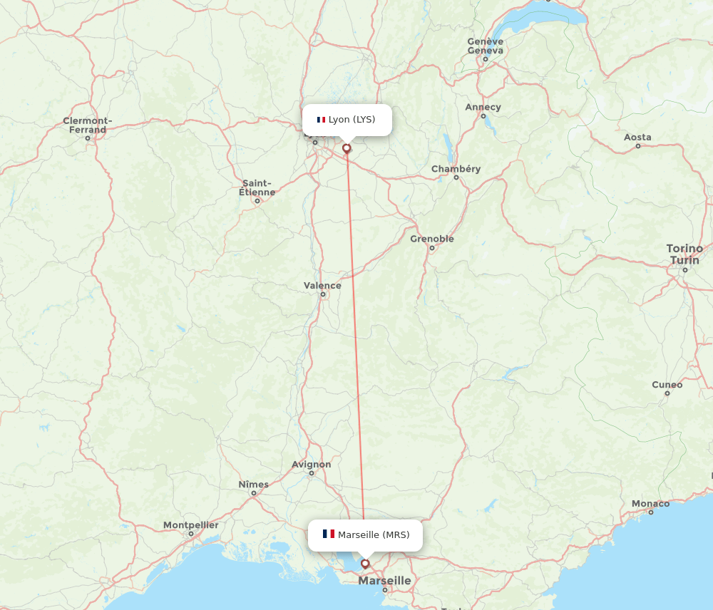 LYS to MRS flights and routes map