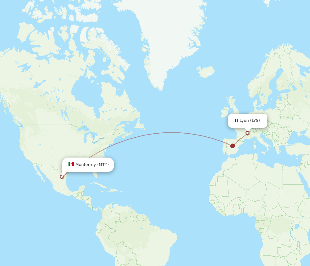 LYS-MTY flight routes
