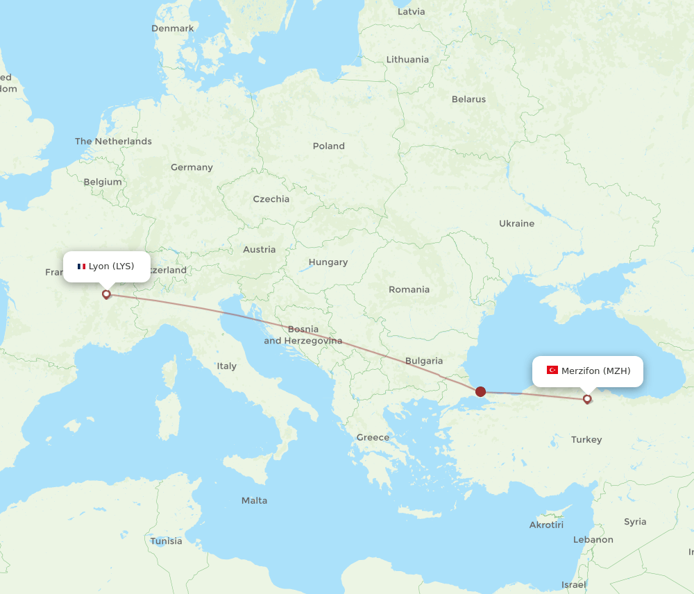 LYS-MZH flight routes