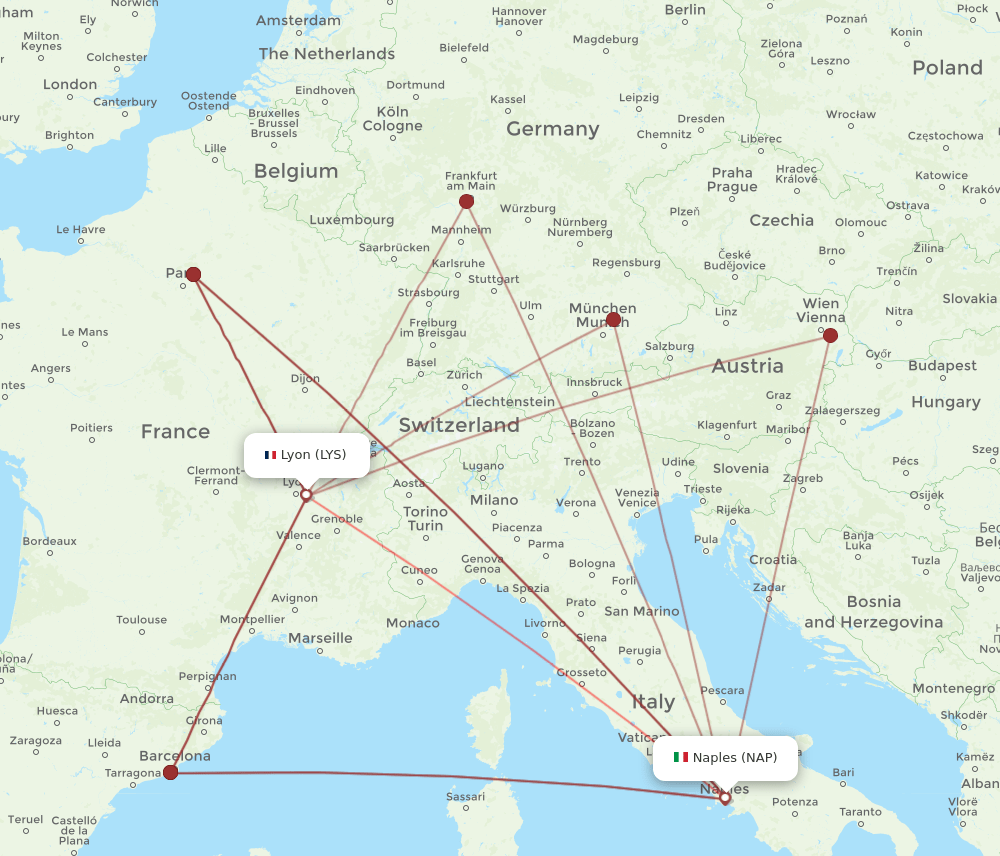 LYS-NAP flight routes