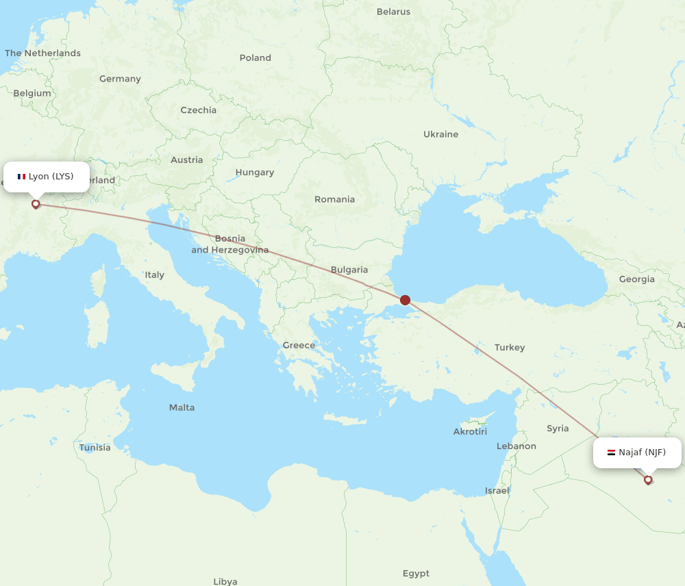 LYS-NJF flight routes