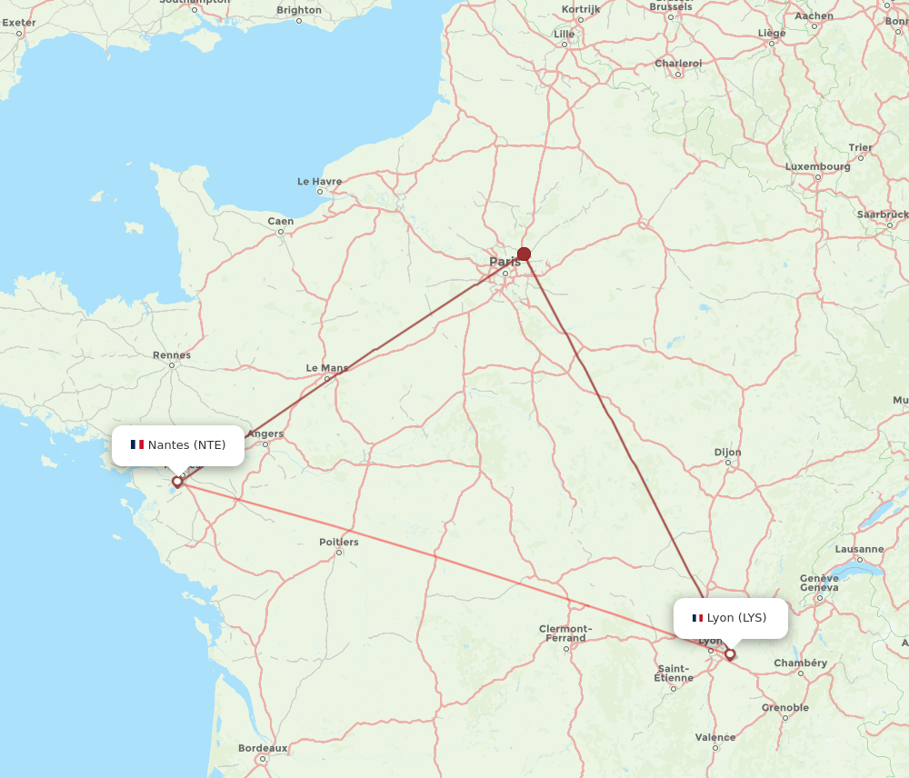 LYS-NTE flight routes