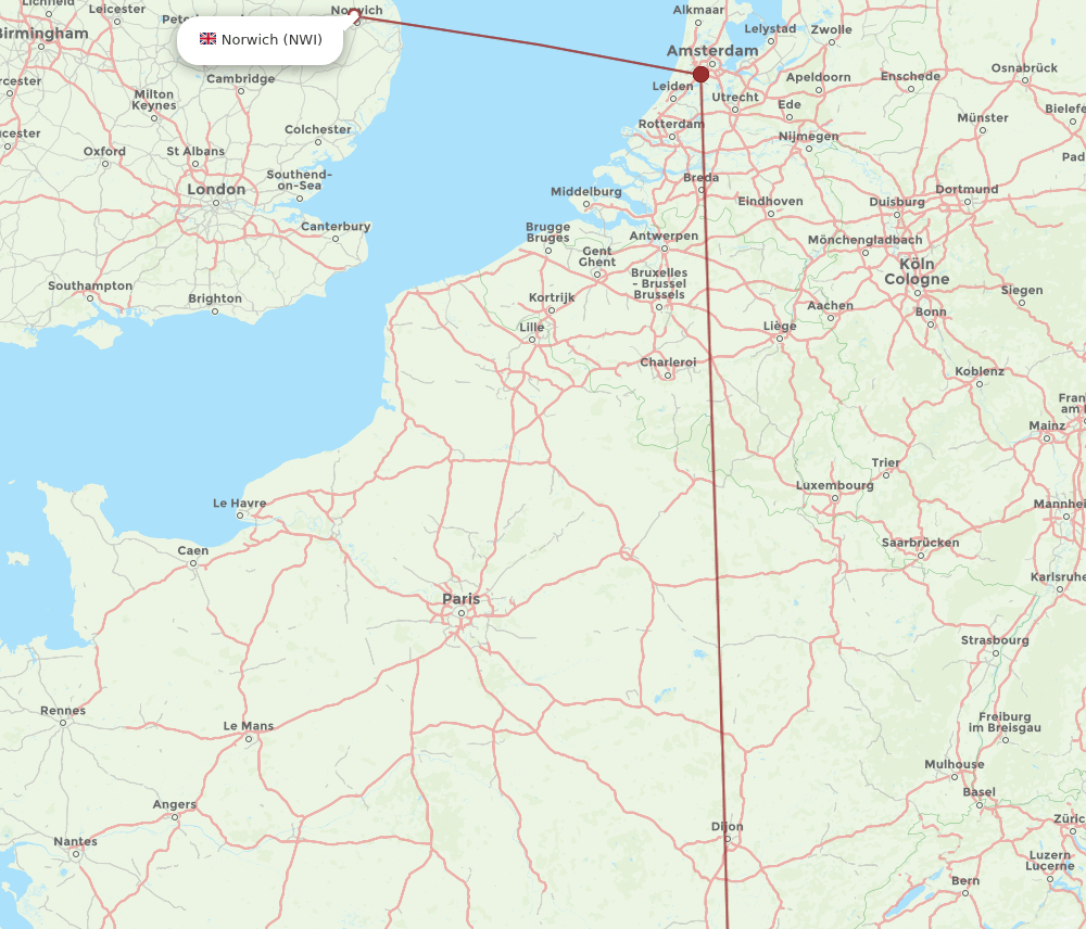 LYS to NWI flights and routes map