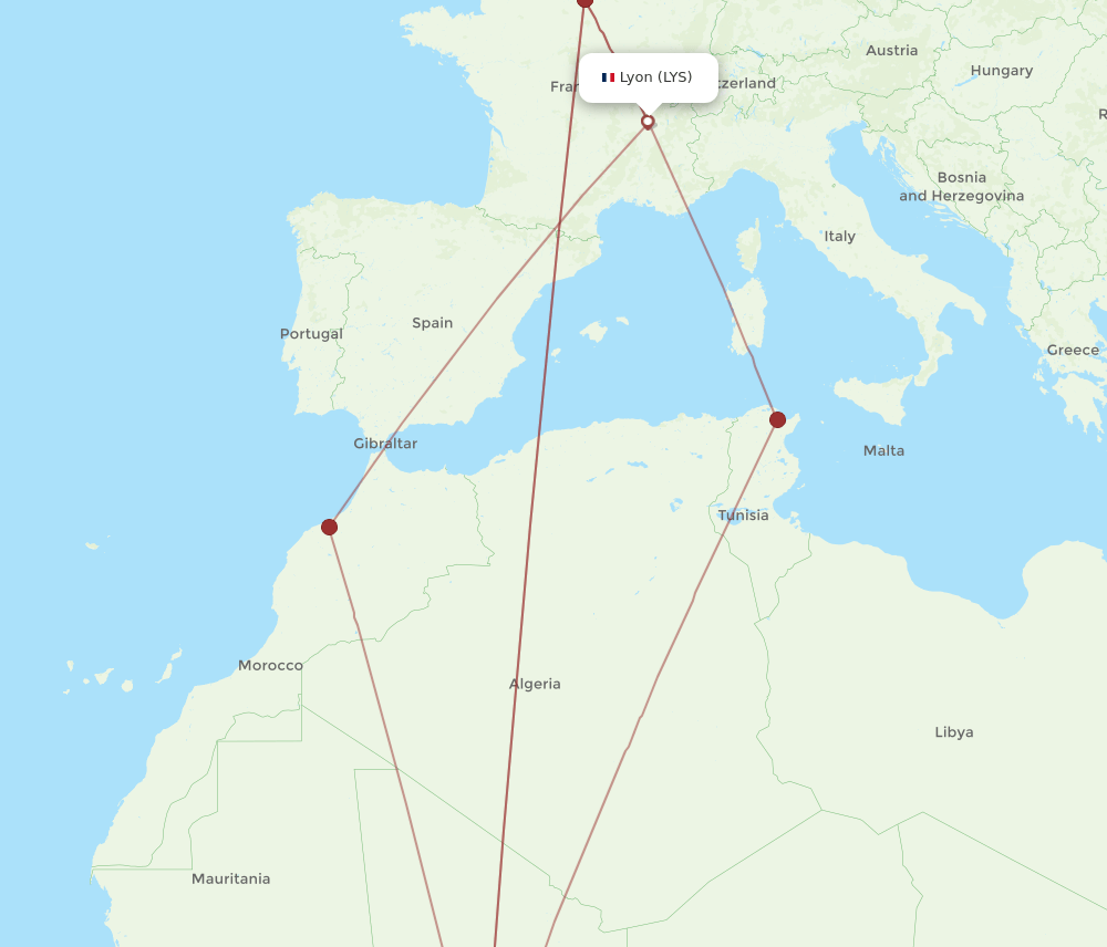 LYS to OUA flights and routes map