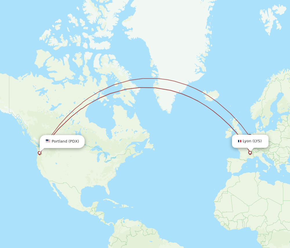 LYS-PDX flight routes