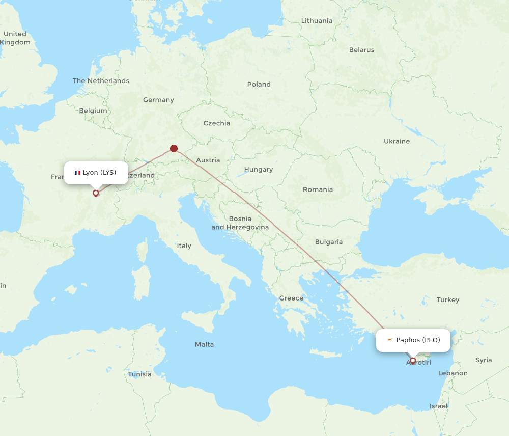 LYS-PFO flight routes