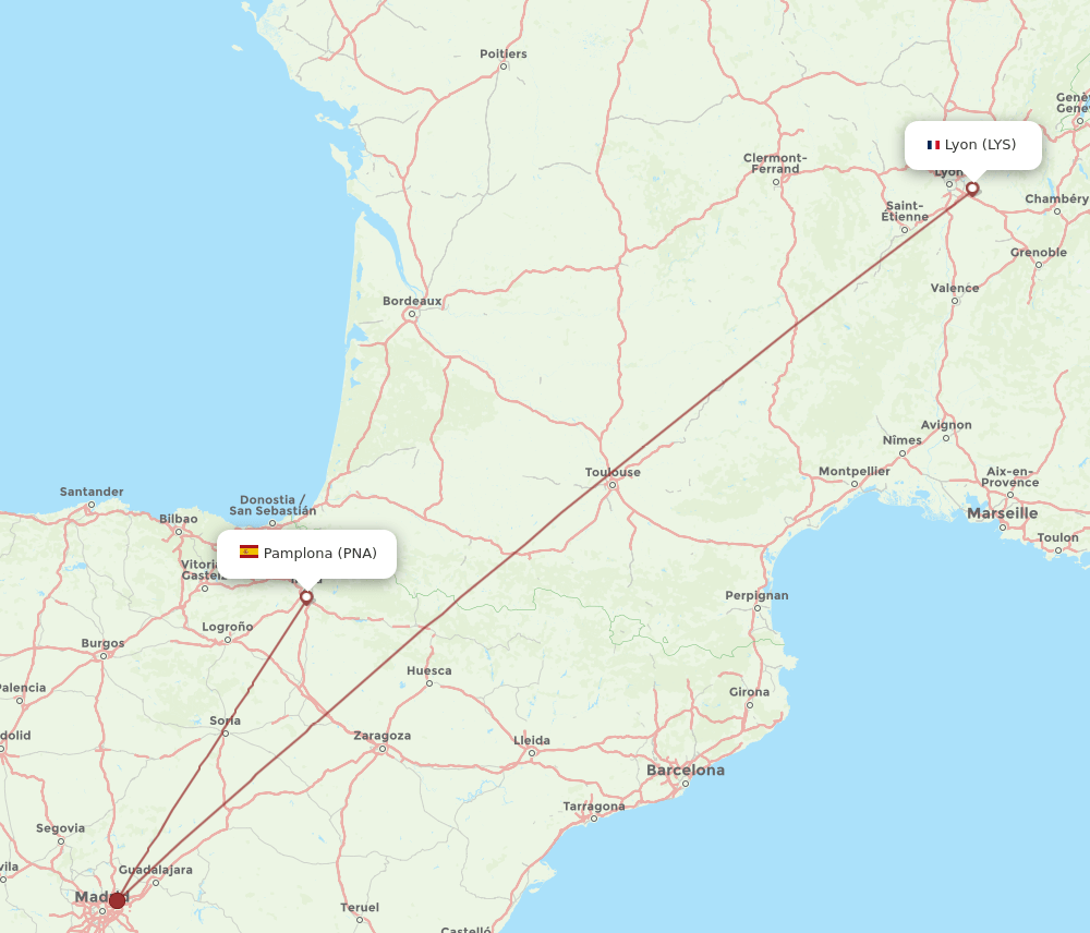 LYS-PNA flight routes