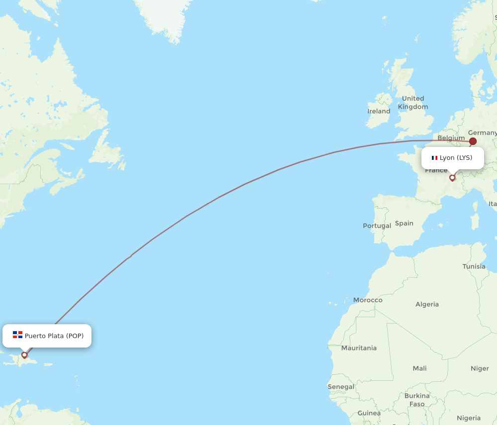 LYS-POP flight routes