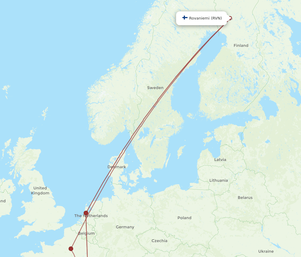 LYS-RVN flight routes