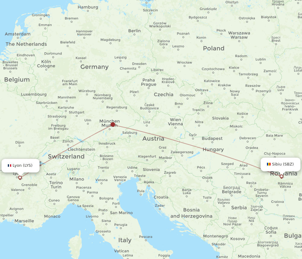 LYS-SBZ flight routes