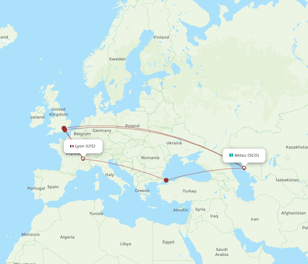 LYS-SCO flight routes