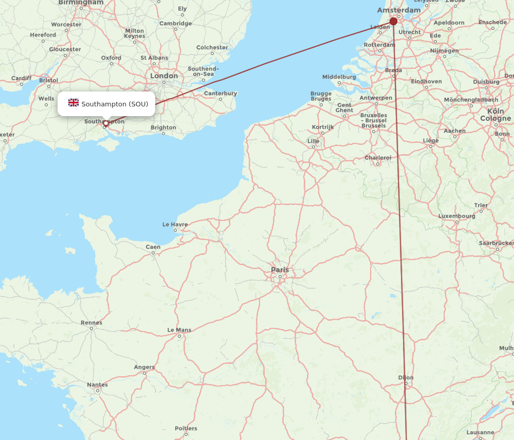 LYS to SOU flights and routes map