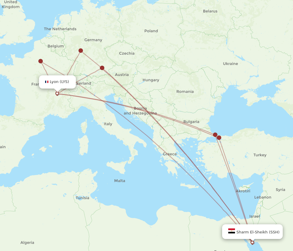 LYS to SSH flights and routes map