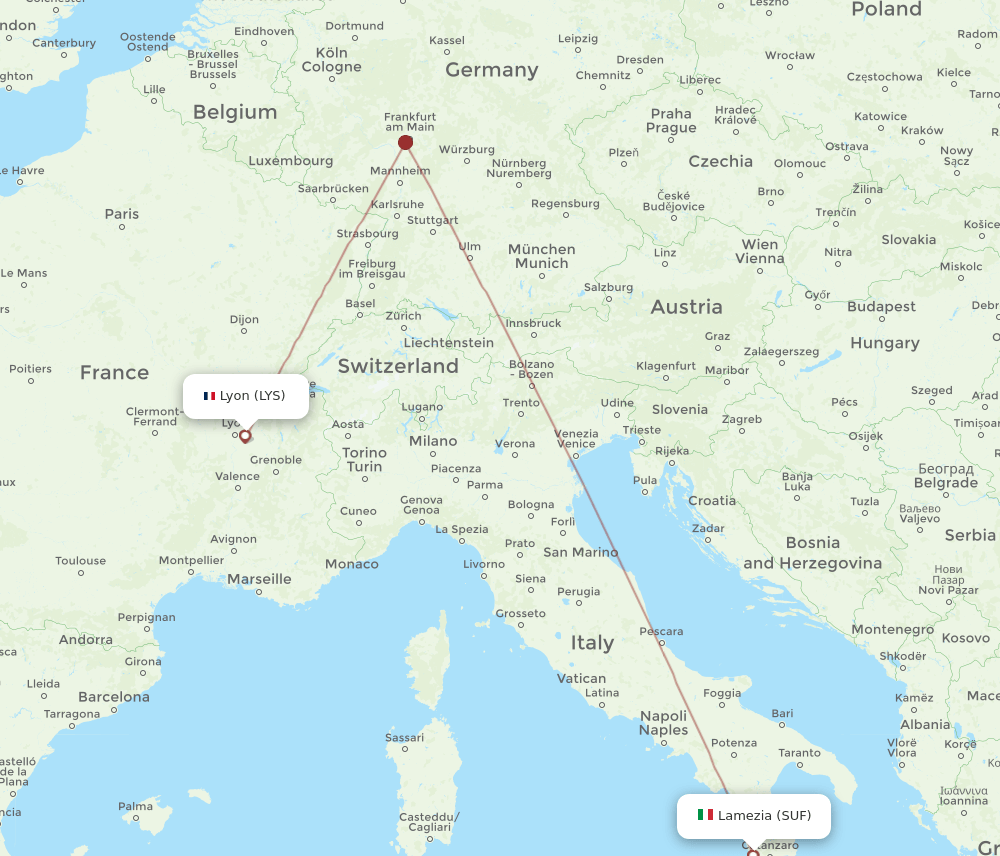 LYS-SUF flight routes