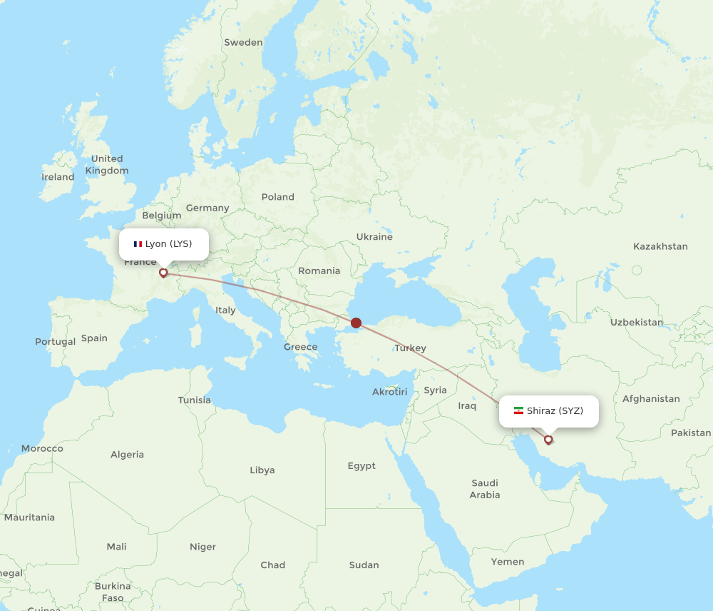 LYS-SYZ flight routes