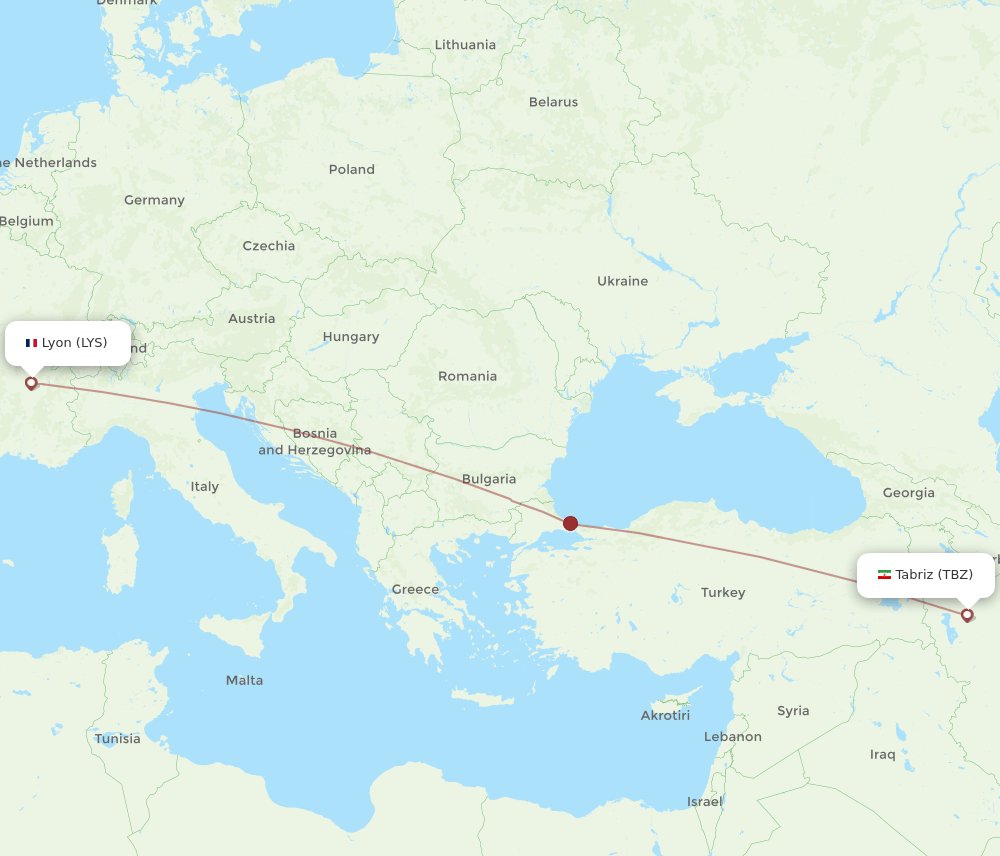 LYS-TBZ flight routes