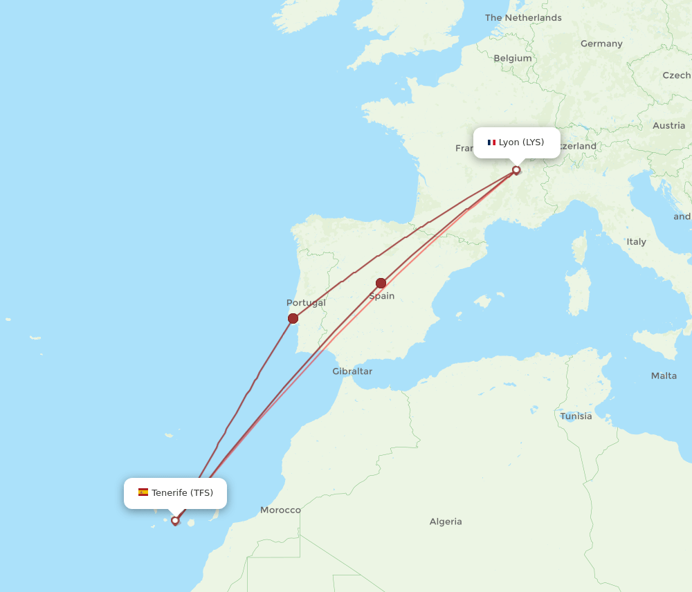 LYS-TFS flight routes
