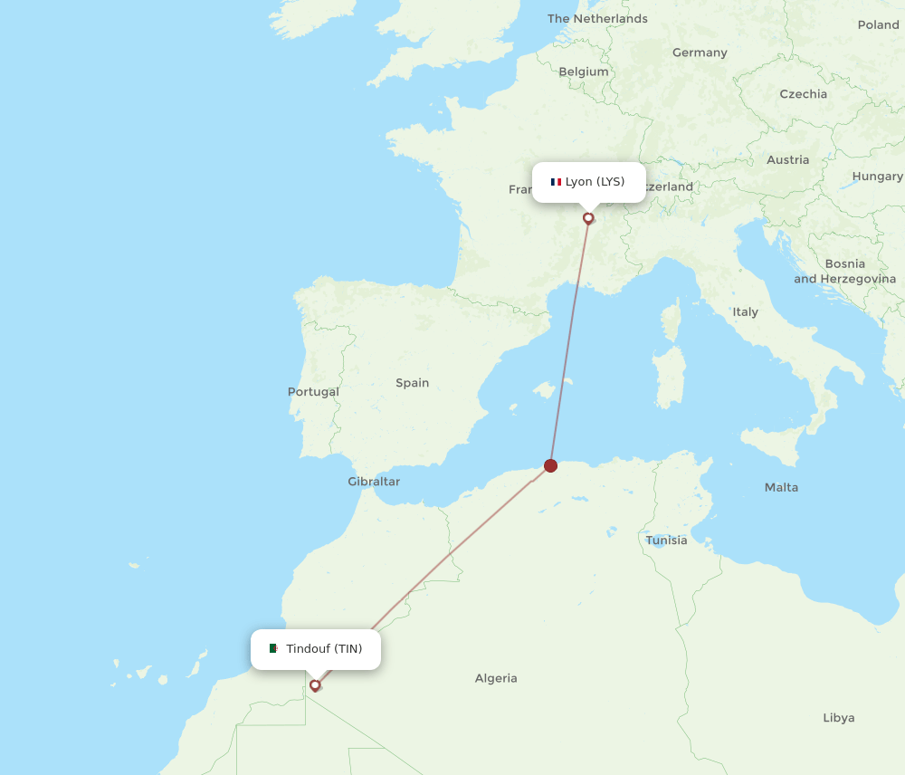 LYS-TIN flight routes