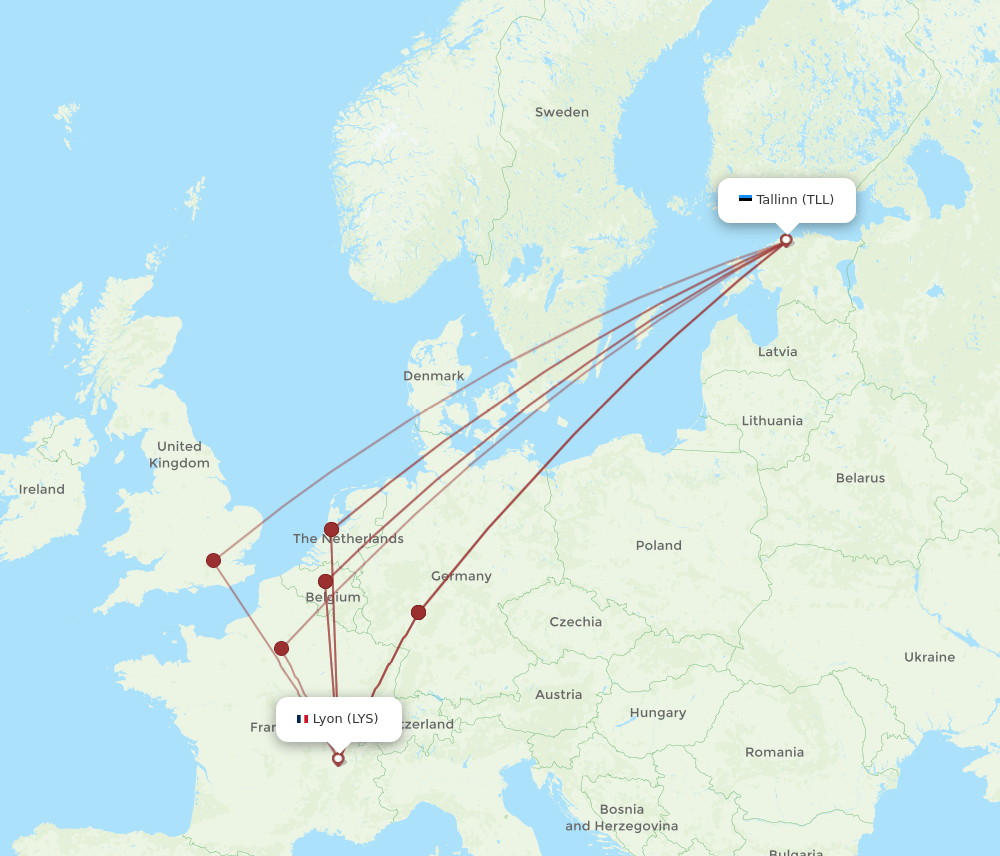 LYS-TLL flight routes