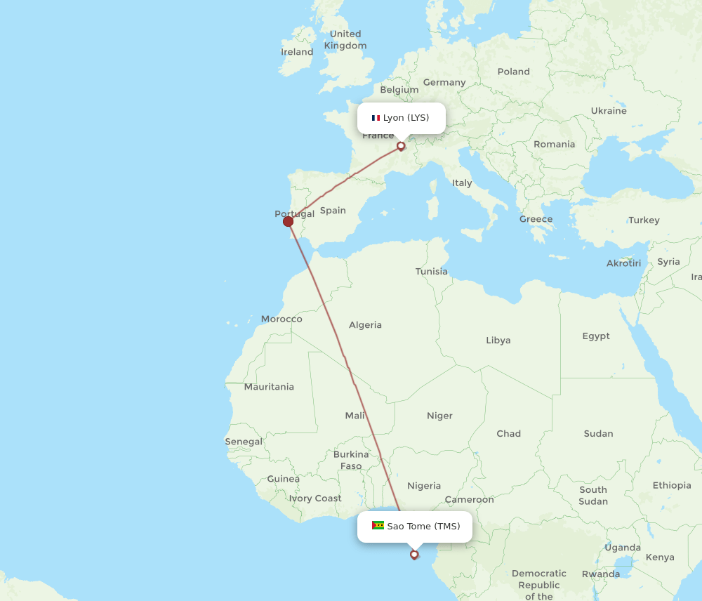 LYS-TMS flight routes