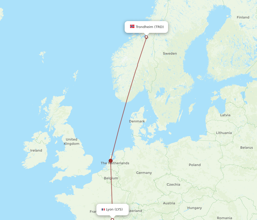 LYS-TRD flight routes