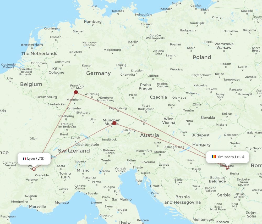LYS-TSR flight routes