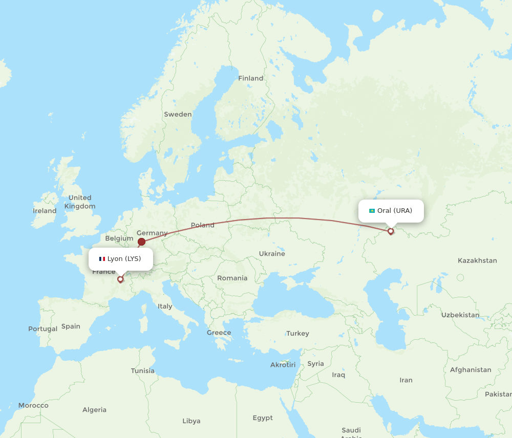 LYS-URA flight routes