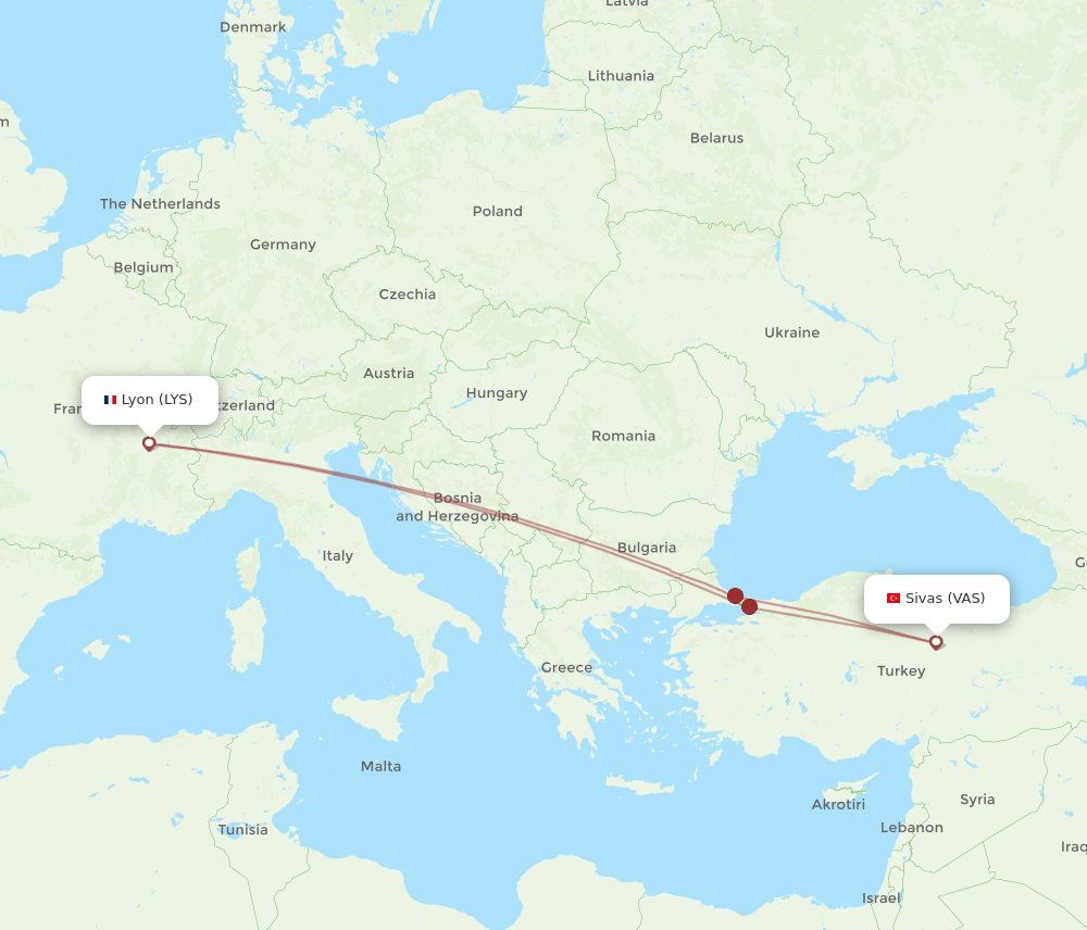 LYS-VAS flight routes