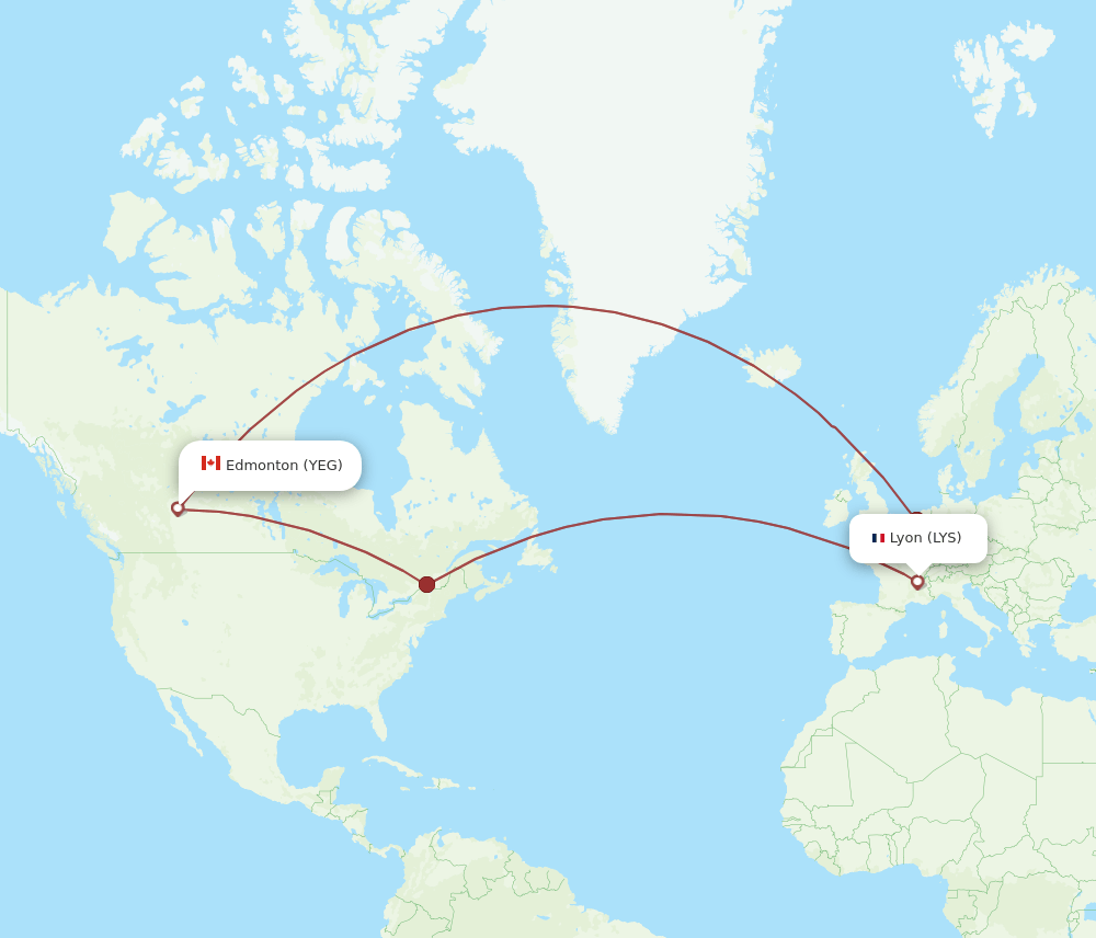 LYS-YEG flight routes