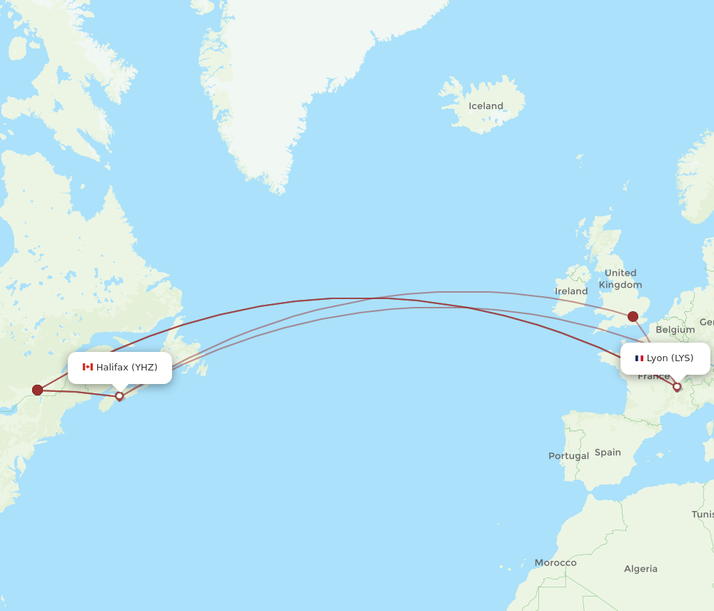 LYS-YHZ flight routes