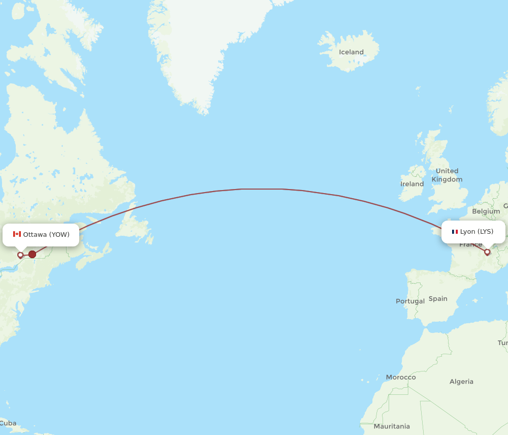 LYS-YOW flight routes