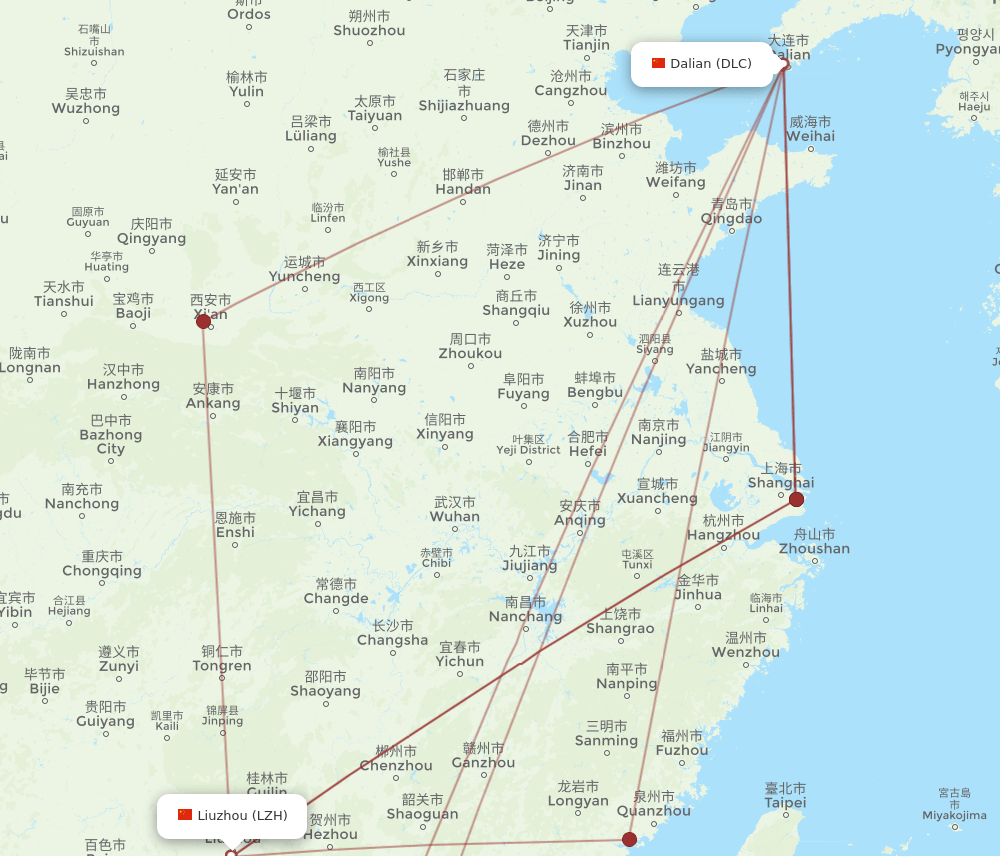 LZH-DLC flight routes