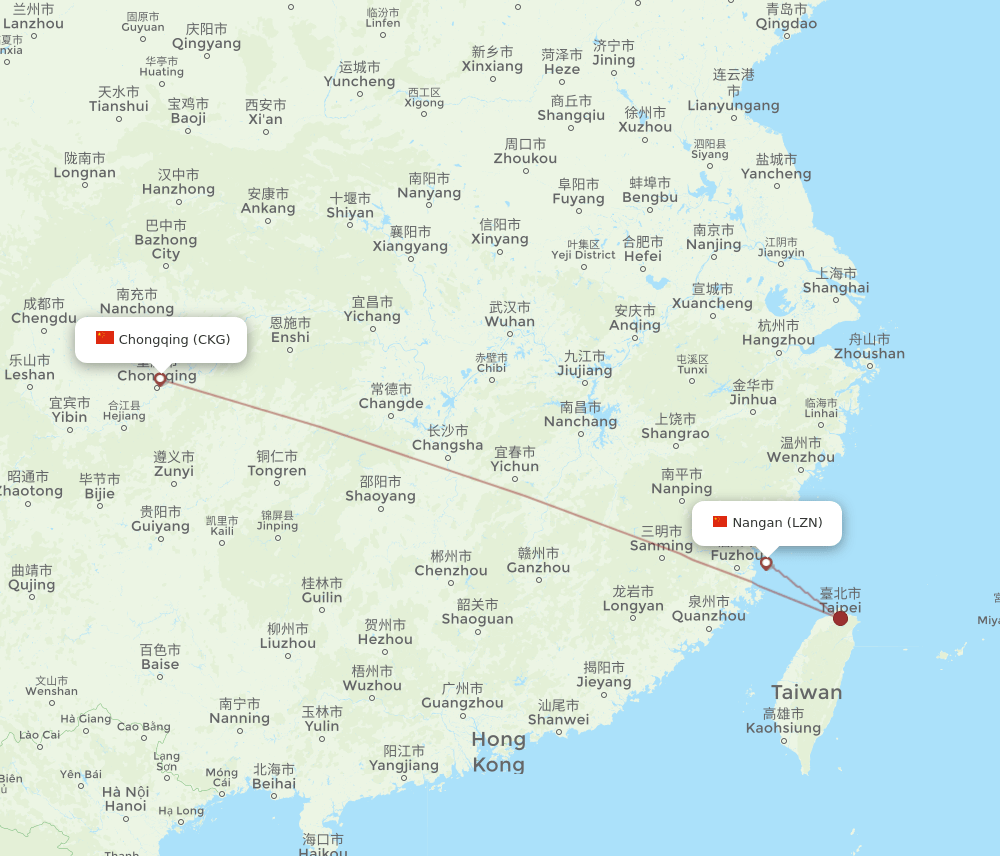 LZN-CKG flight routes