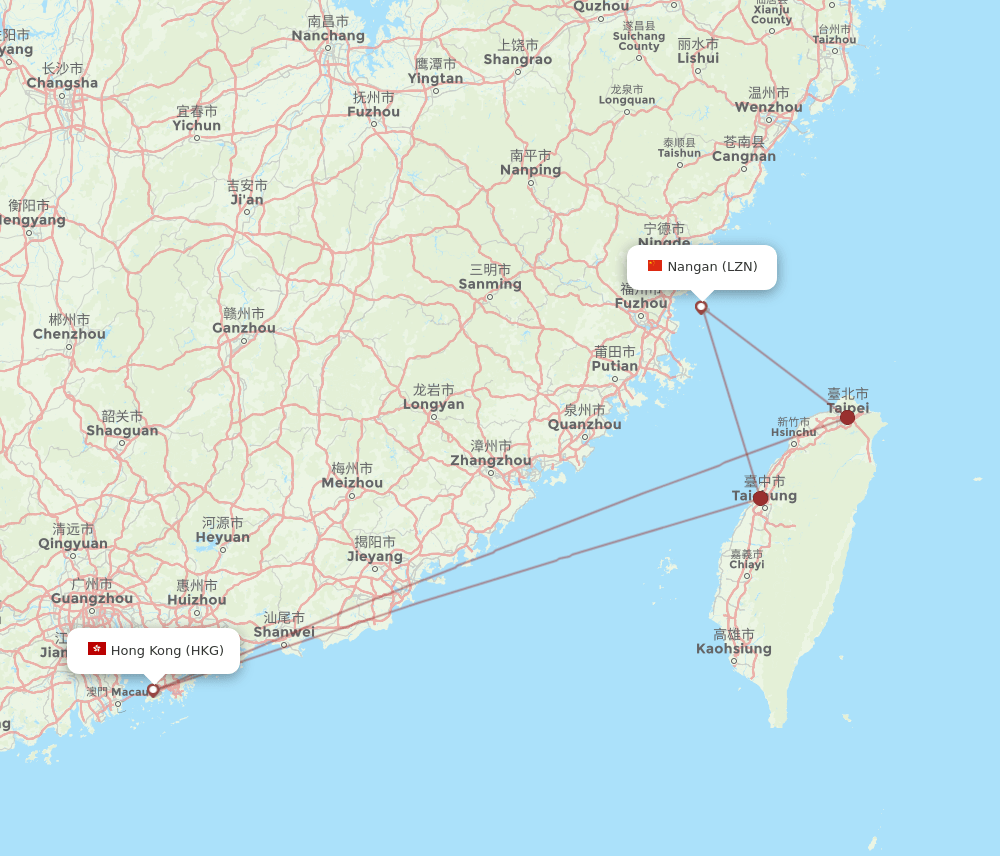 LZN-HKG flight routes