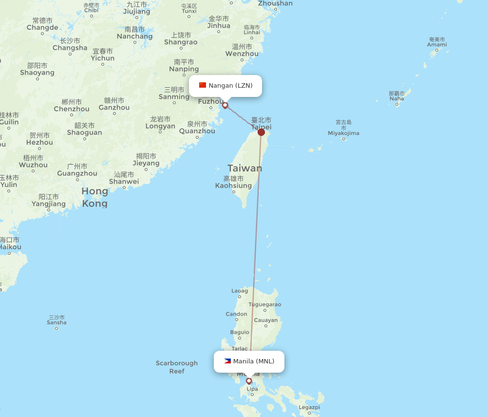 LZN-MNL flight routes