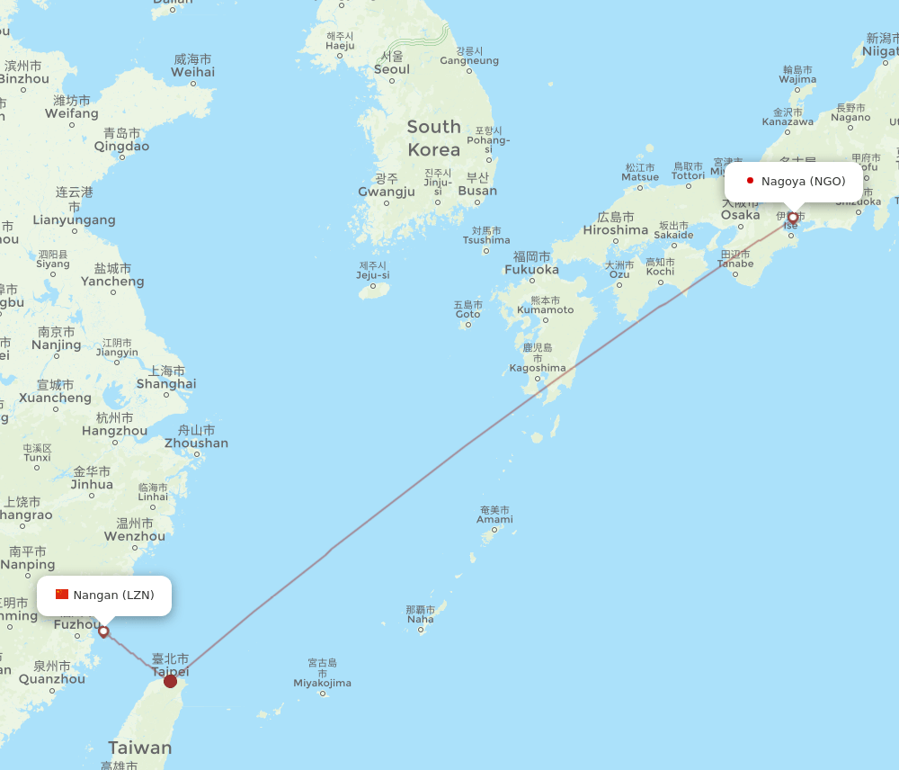 LZN-NGO flight routes