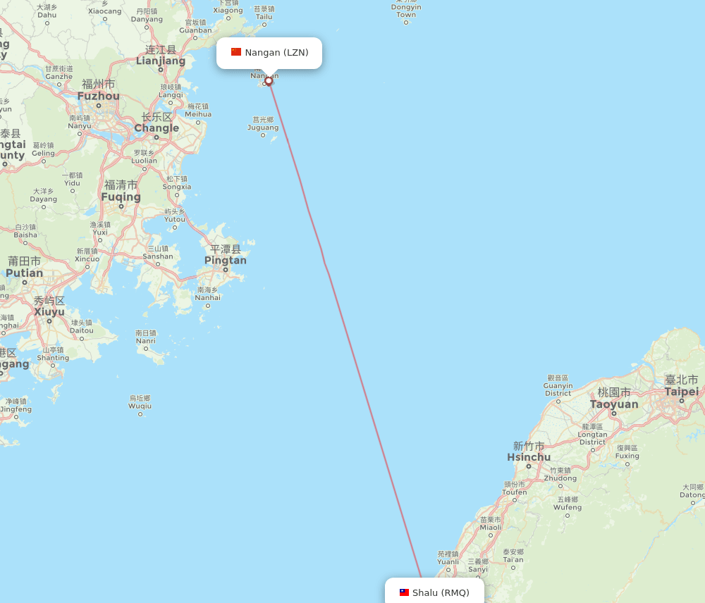 LZN to RMQ flights and routes map