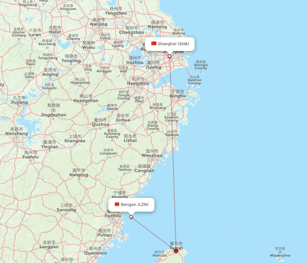 LZN-SHA flight routes