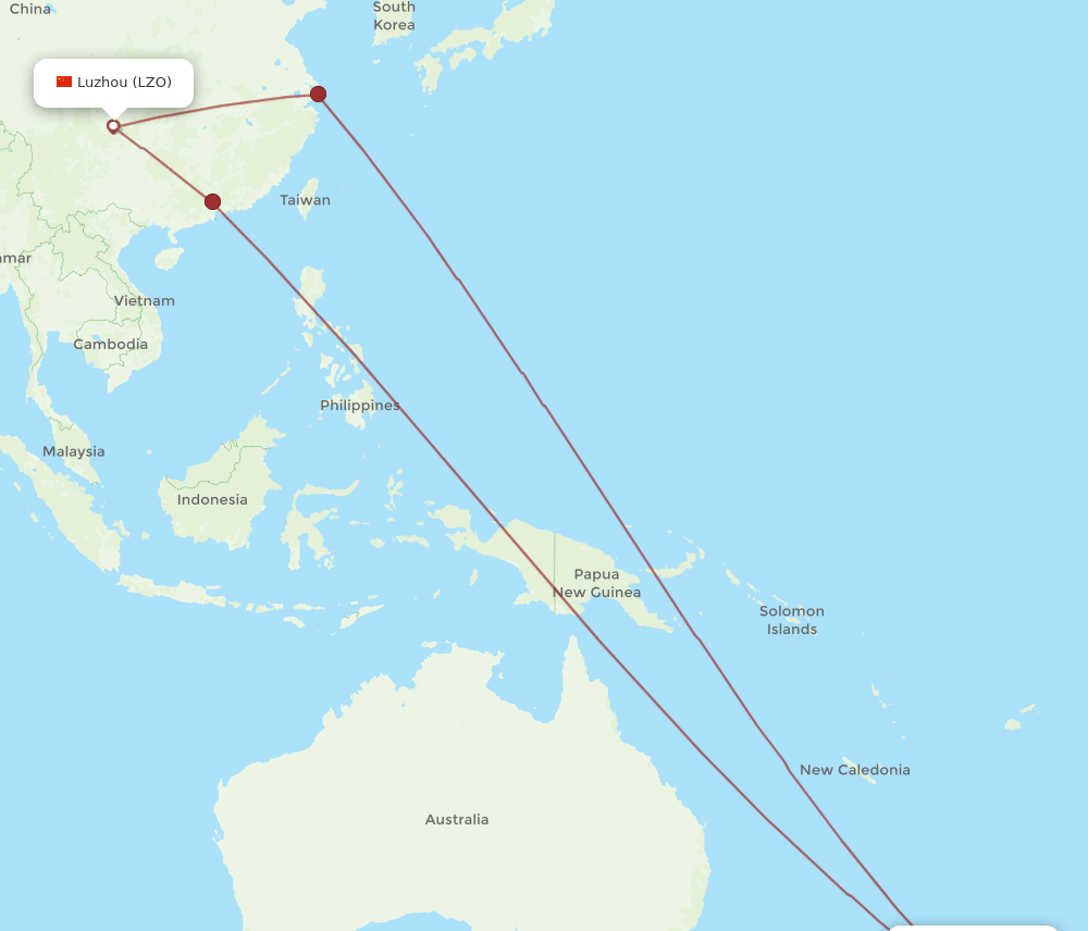 LZO to AKL flights and routes map