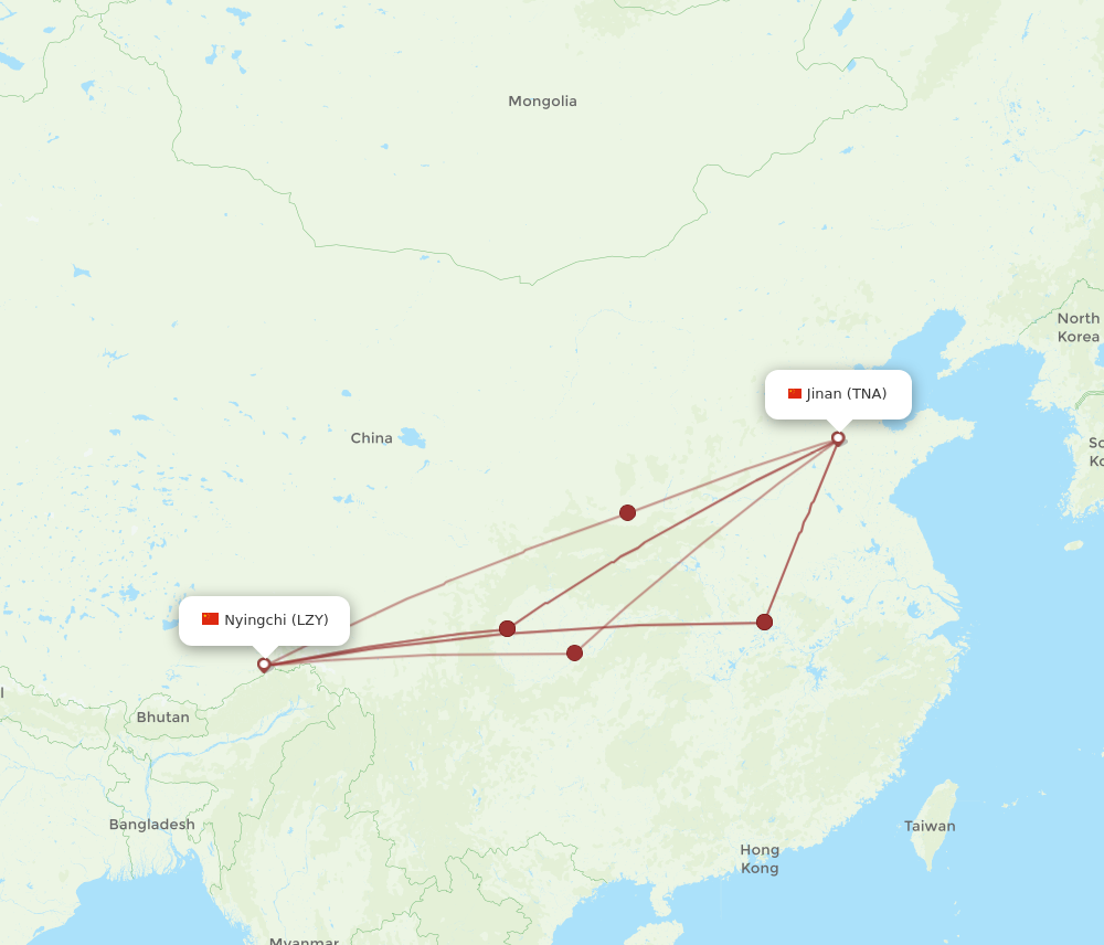 LZY to TNA flights and routes map