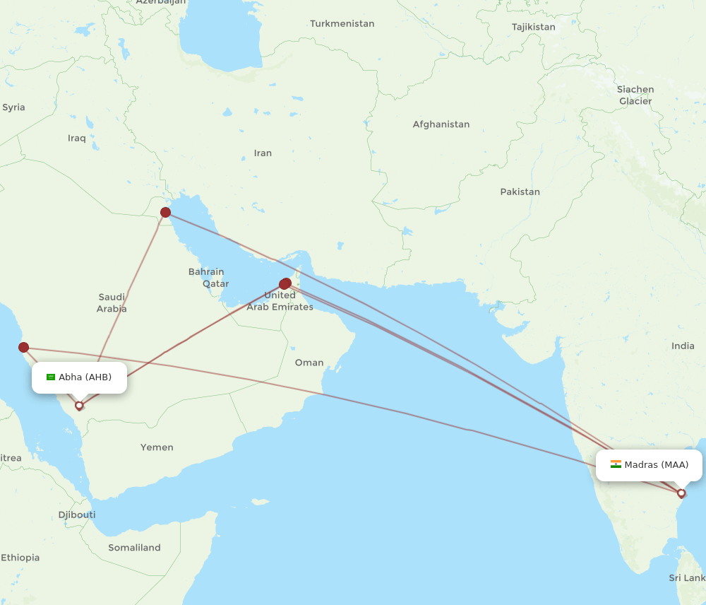 MAA-AHB flight routes